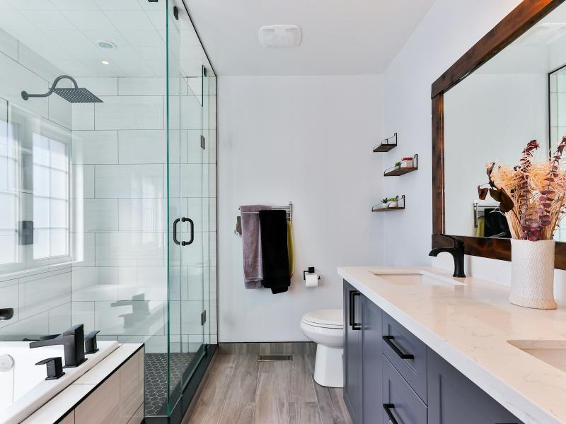 Modern bathroom with a glass shower