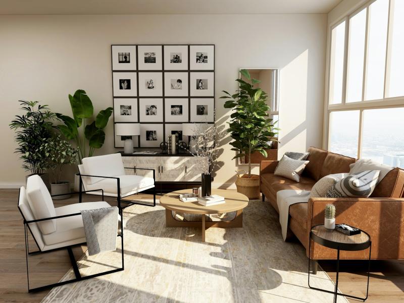 Bright living room with modern finishes